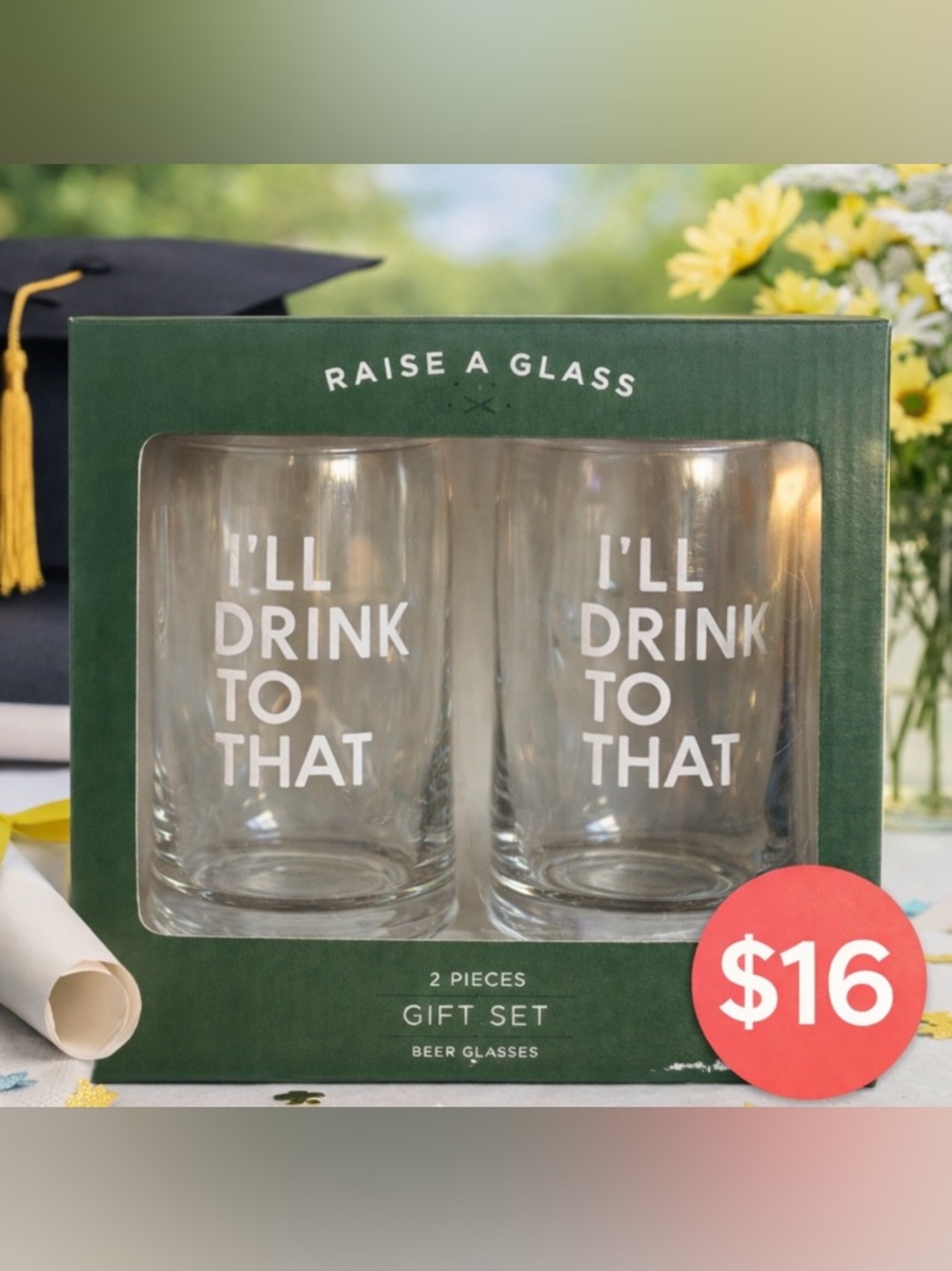 “I’ll Drink to That” Beer Glass Set of 2 Gift Set New Barware